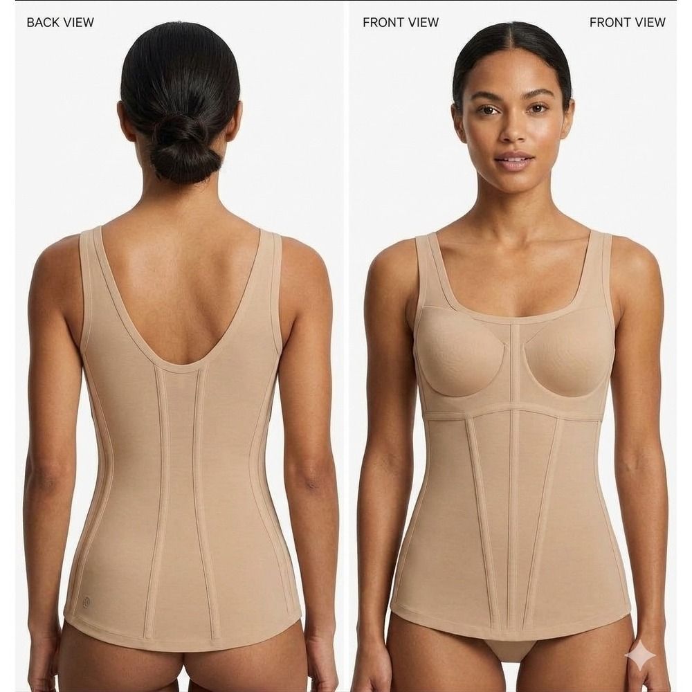 Honeylove LiftWear Cami Tank Top Shapewear Sand Beige Size Large